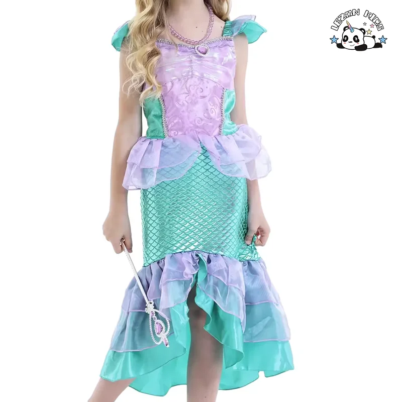 LEZONKIDS - Children's Clothes Summer New Princess Skirt Mermaid Girl Dress Halloween Performance Costume